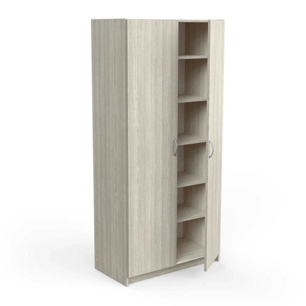 Armadio multiuso 2 ante Zadok, Mobile multifunzionale, Mobiletto scarpiera, Guardaroba porta scarpe, 80x41 h170 cm, Rovere