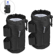 Set di contenitori per passeggini con taschino in maglia e chiusura a corda - adatto per ATV, passeggino, sedia a rotelle, scooter, barca e carrello da golf - 2 pezzi neri
