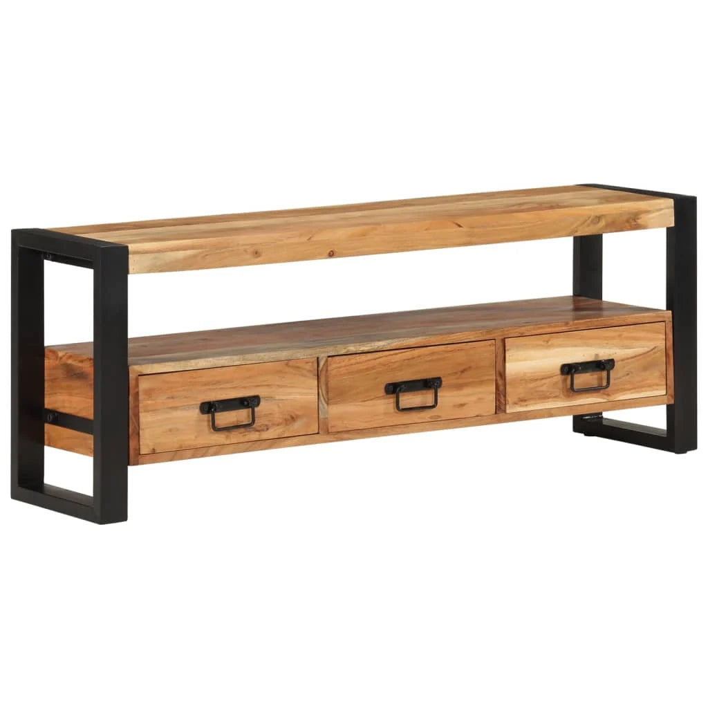 Mobile TV multimediale scaffale TV credenza mobile TV sala da pranzo soggiorno camera da letto 120 x 30 x 45 cm legno massello di acacia marrone 02_0025842