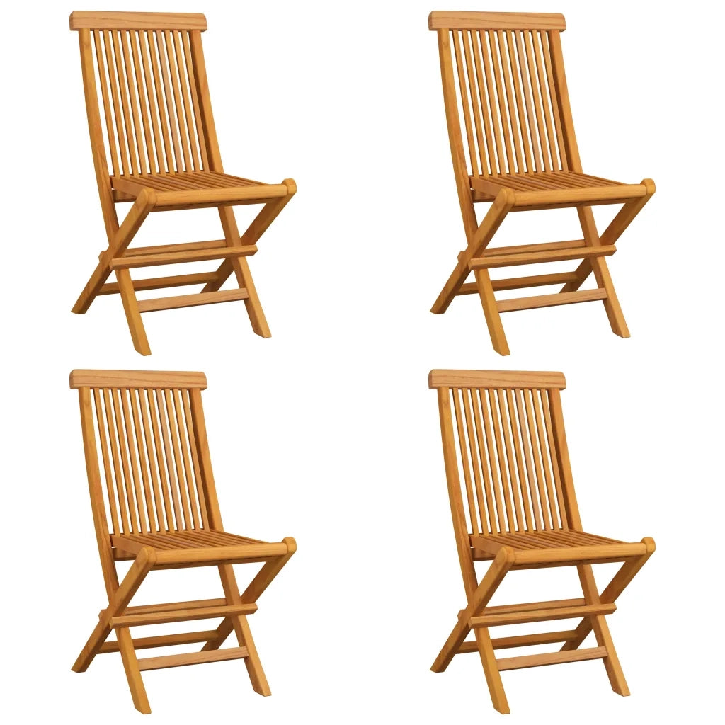 Sedie da Giardino con Cuscini Neri 4 pz | Sedie da Esterno Massello di Teak