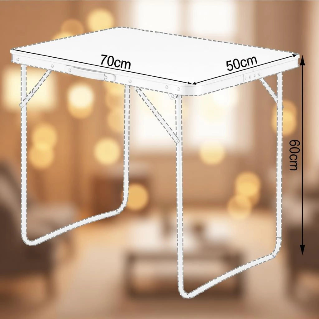 Tavolino da giardino pieghevole con gambe ripiegabili e maniglia; per campeggio e picnic; 70×60×50 cm