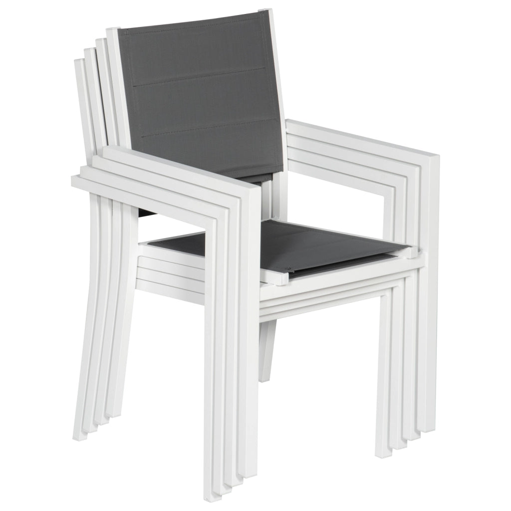 Set di mobili da giardino estensibili in textilene grigio VENEZIA 10 posti - alluminio bianco