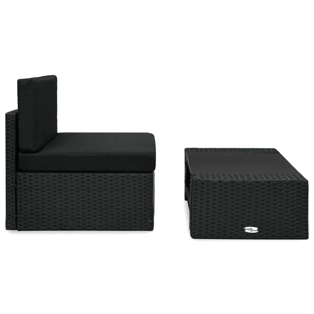 Set Divani da Giardino 2 pz | Set Salotto da Giardino in Polyrattan Nero