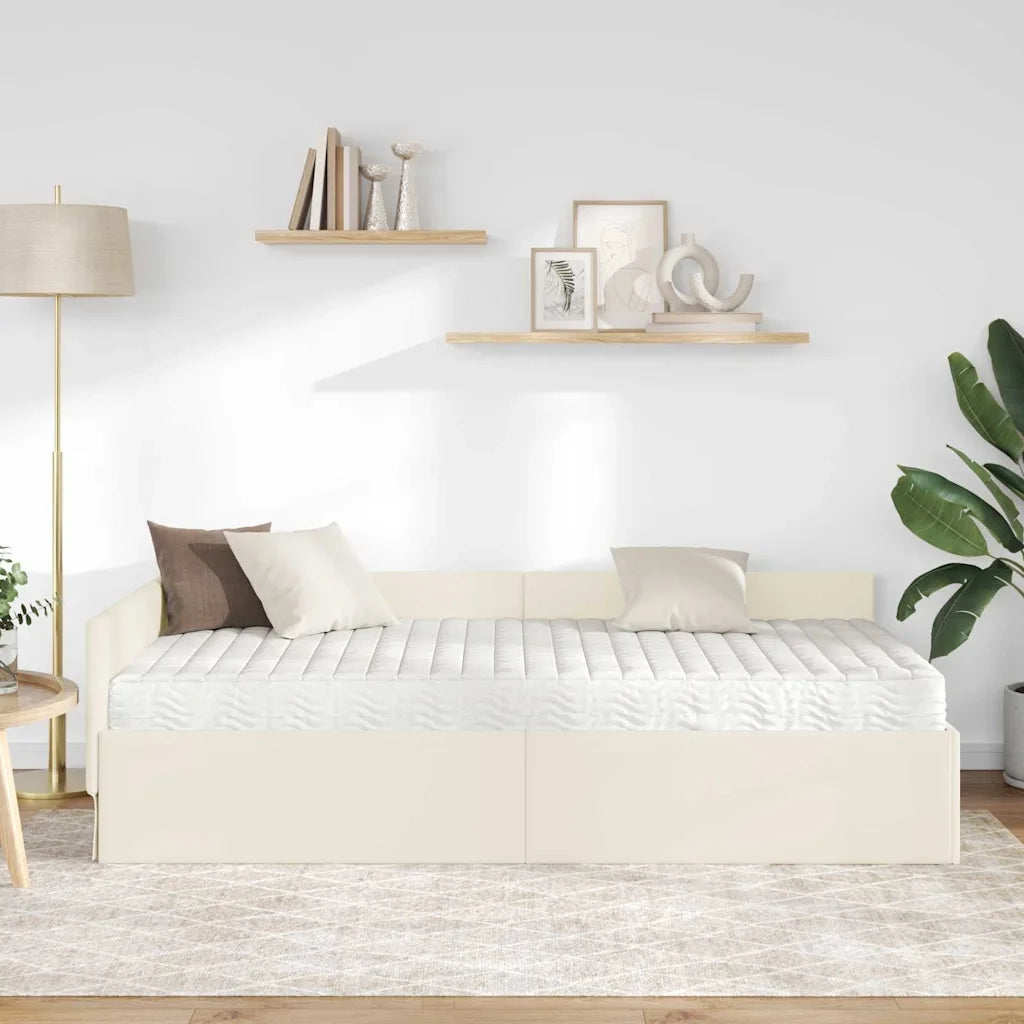 Struttura Letto Angolare con Materasso 2 pcs Crema Velluto 3393641