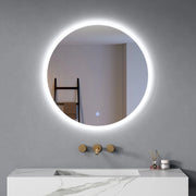 Specchio Led Tondo Ø 60 cm Luce Fredda/Calda Cornice Satinata| Orbis