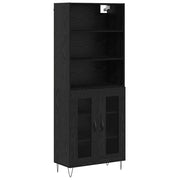 Credenza 2 pz | Madia | Buffet da pranzo | Armadio da pranzo Rovere Nero Legno multistrato