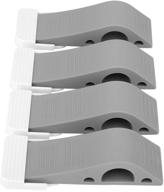Stoppi per porta 4 pezzi - Morsetti in gomma TPR - Stopper per porta - Stopper per bambini - Sicurezza per bambini - Grigio/Bianco - 124x39x25 mm