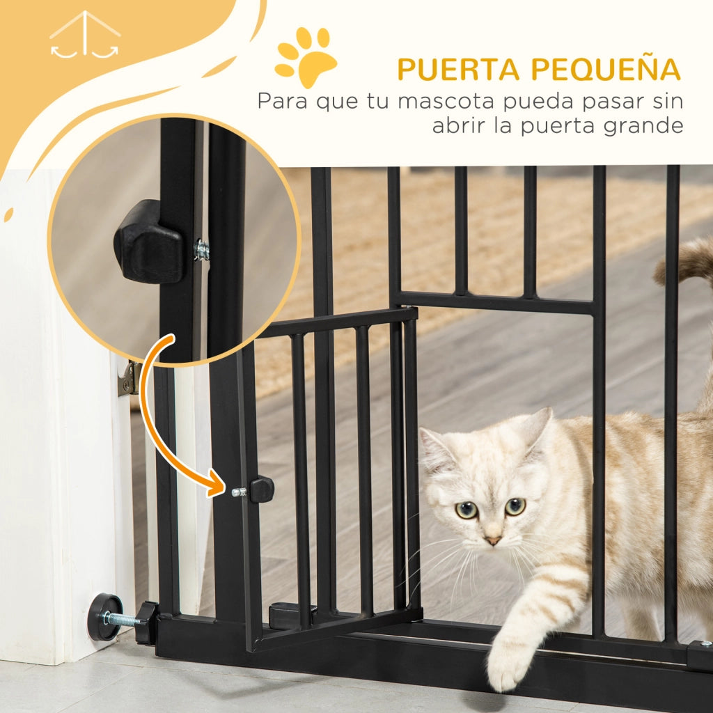 Barriera di sicurezza per bambini estensibile con porta ¨C zephmum ¨C Nero 74-80x76,2 cm