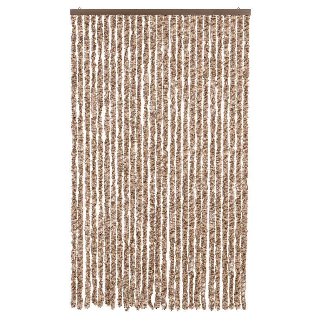 Tenda Antimosche-Zanzariera Beige e Marrone Scuro 118x220 cm in Ciniglia
