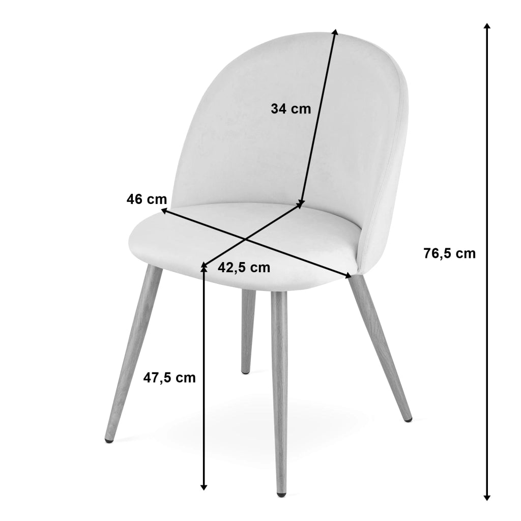 Valora Bello Chair, velluto grigio chiaro, gambe nere, set da 3