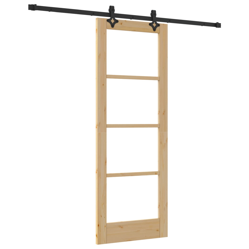 Porta Scorrevole  con Set Hardware "ORKDAL" in Legno Massiccio e Vetro