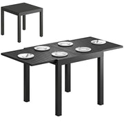 Tavolo da Giardino a Doghe Allungabile per 4-6 Persone, in Alluminio, 80-160x80x75 cm, Nero
