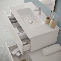 Mobile bagno sospeso 80 cm rovere bianco con 2 cassetti e pensile Nadia
