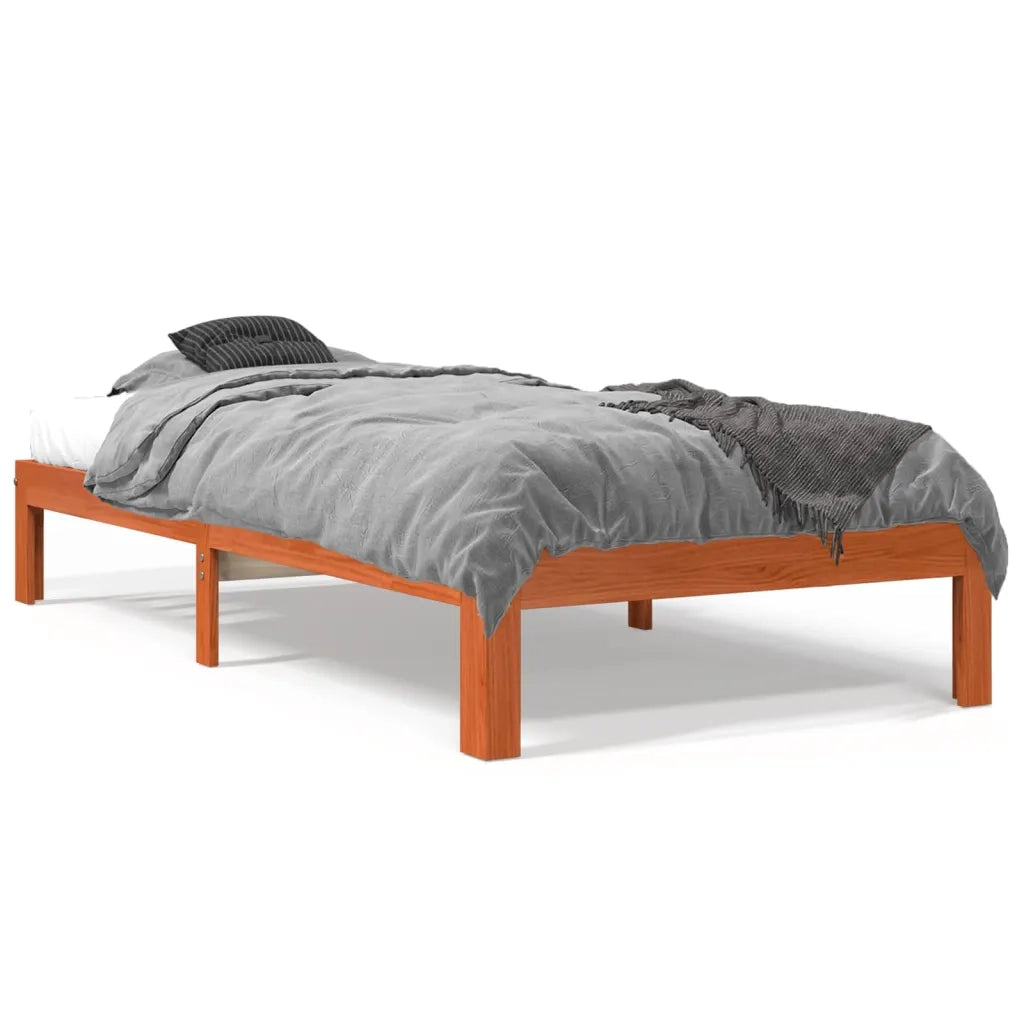 Letto senza Materasso Marrone Cera 90x190 cm in Legno di Pino 844164