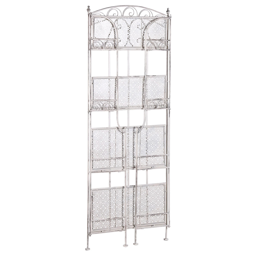 Scaffale per piante in metallo bianco 4 ripiani da giardino autoportante per esterni da esterno per interni da bagno