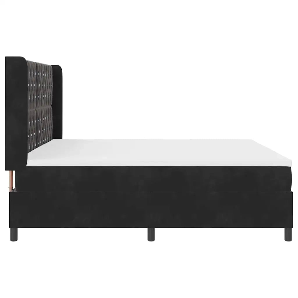 Letto a molle con materasso con led Nero 200 x 200 cm Velluto 3343834
