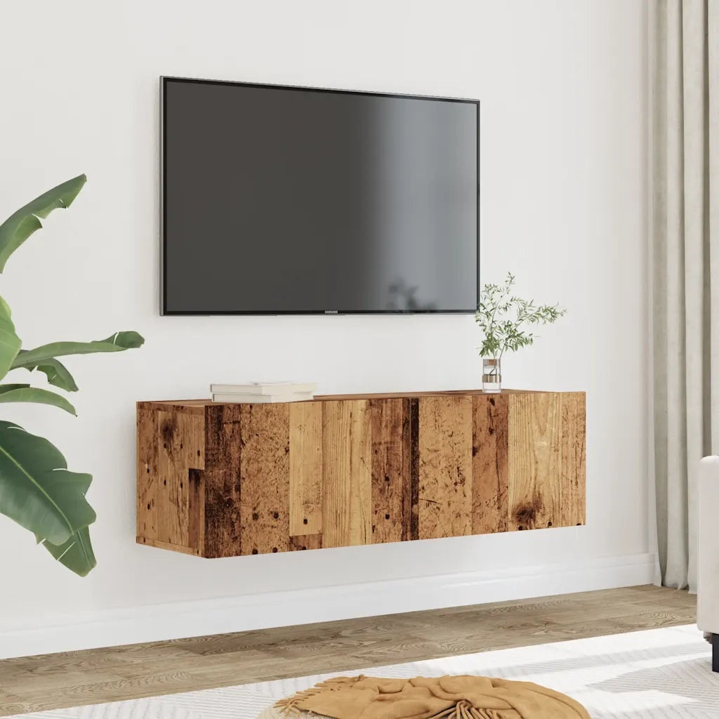 Mobili TV a Parete 2pz Legno Antico 100x30x30 cm 857017