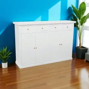 Credenza madia buffet mod Lia in legno Shabby chic bianco opaco