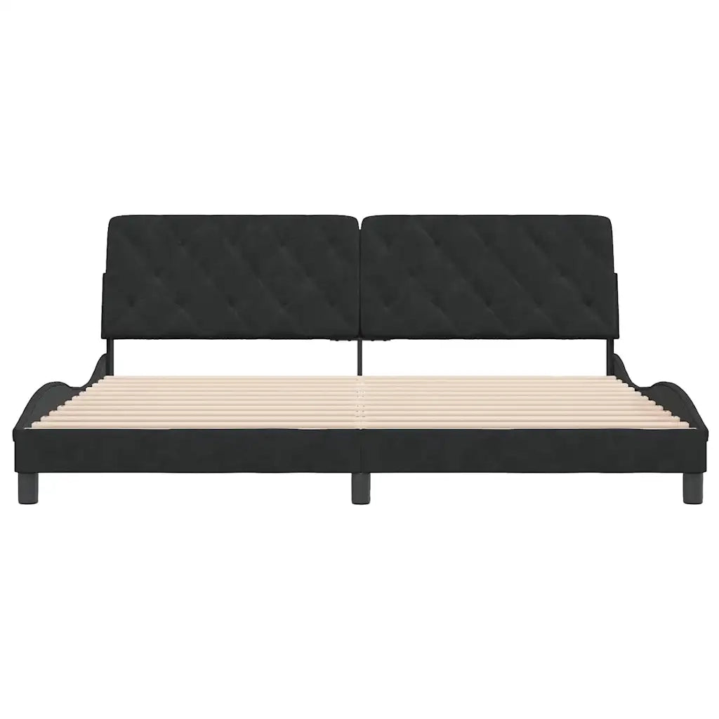 Letto matrimoniale | Letto per adulti | Giroletto senza Materasso Nero 200x200 cm in Velluto