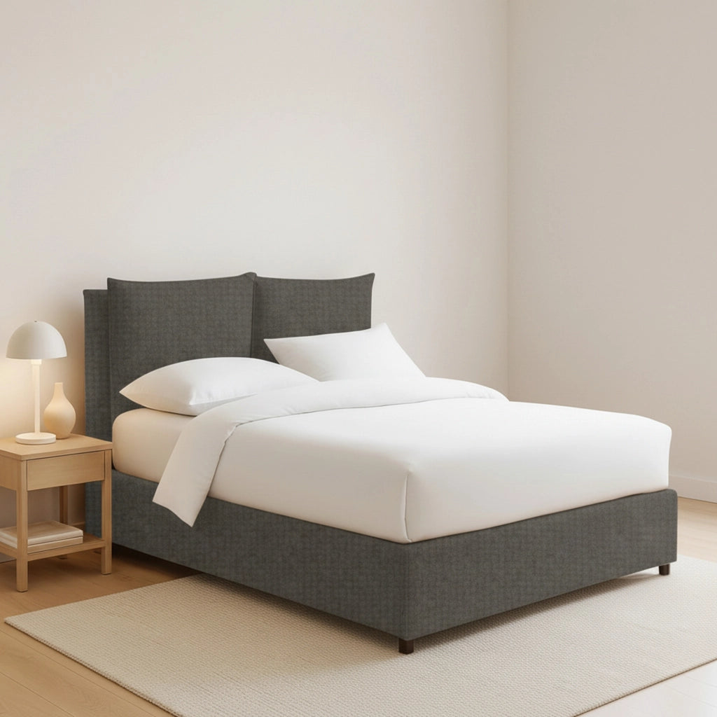 Newton, Letto Piazza e Mezza Sfoderabile Made in Italy, Grigio Tortora