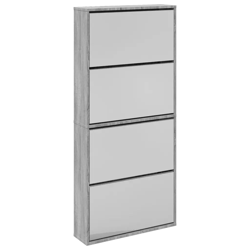 Scarpiera con Specchio a 4 Livelli Grigio Sonoma 63x17x134 cm 3228278