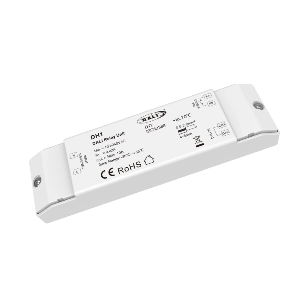 Interruttore DALI DT7, Relè 1 Canale con Contatto Pulito, Unità Relay per Luci e Carichi On Off 220V Max 10A, Zero Cross, DALI-2, Modulo Compatto
