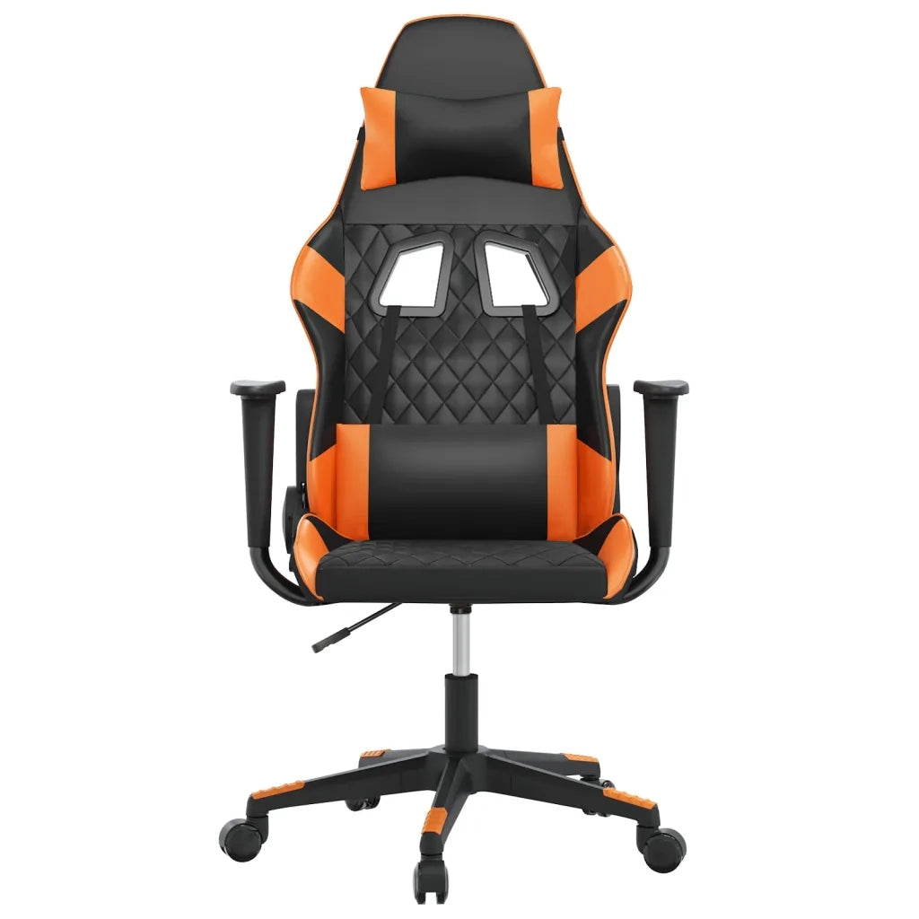 Sedia da Gaming | Sedia da e-sports Massaggiante Nero e Arancione in Similpelle