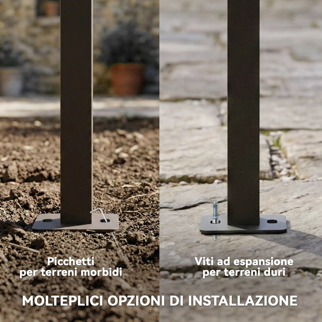 Gazebo Pergola Addossata 3x3 m con Tetto Scorrevole e Fori di Drenaggio, Crema