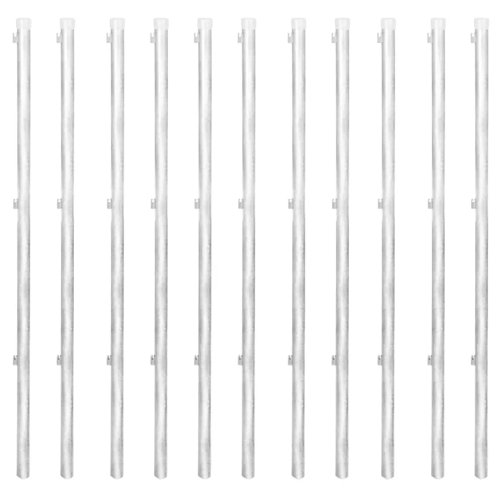 Recinzione a Rete con Pali e Spuntoni Acciaio Zincato 25x1,5 m 141509