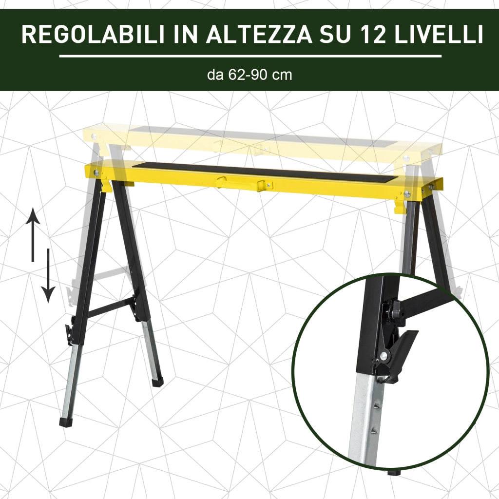 Cavalletto da Lavoro Pieghevole e Portatile con Piano Antiscivolo ¨C Zephmum ¨C Giallo e Nero