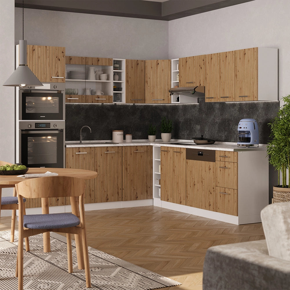 Vicco Cucina angolare completa Rovere artigianale/bianco 237 x 247 cm , PL Marmo