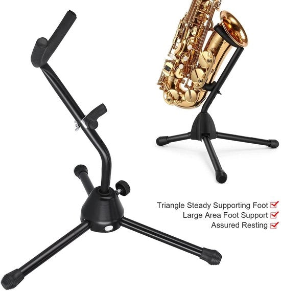 Saxofono Sostegno Solido Struttura Robusta - Supporto Pieghevole - Blocco Antiscivolo - Materiale Metallico Duraturo - Montaggio Facile - Stabilità - Supporto Saxofono