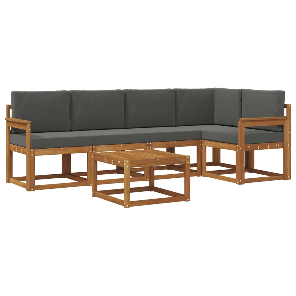 Set di divani da esterno con cuscino 6 pcs Naturale e Antracite