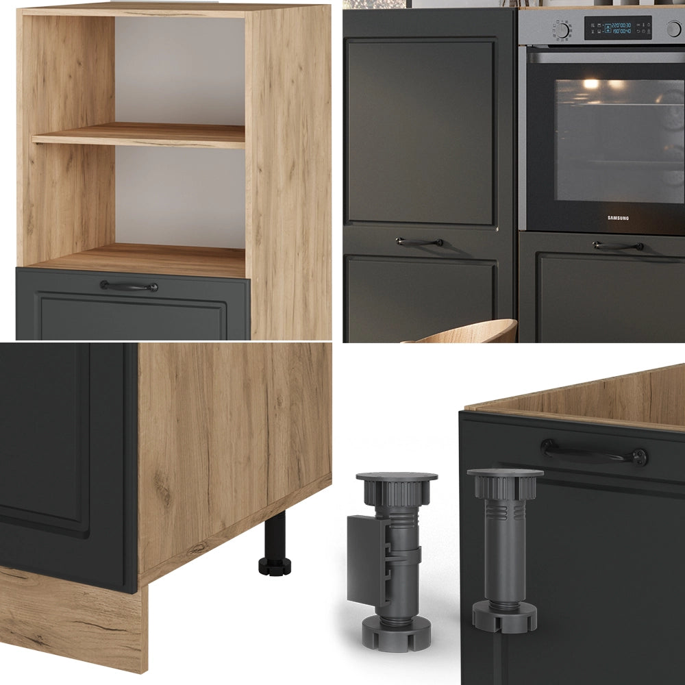 Vicco Cucine componibili piccole Antracite casa di campagna/rovere dorato 180 cm senza piano di lavoro