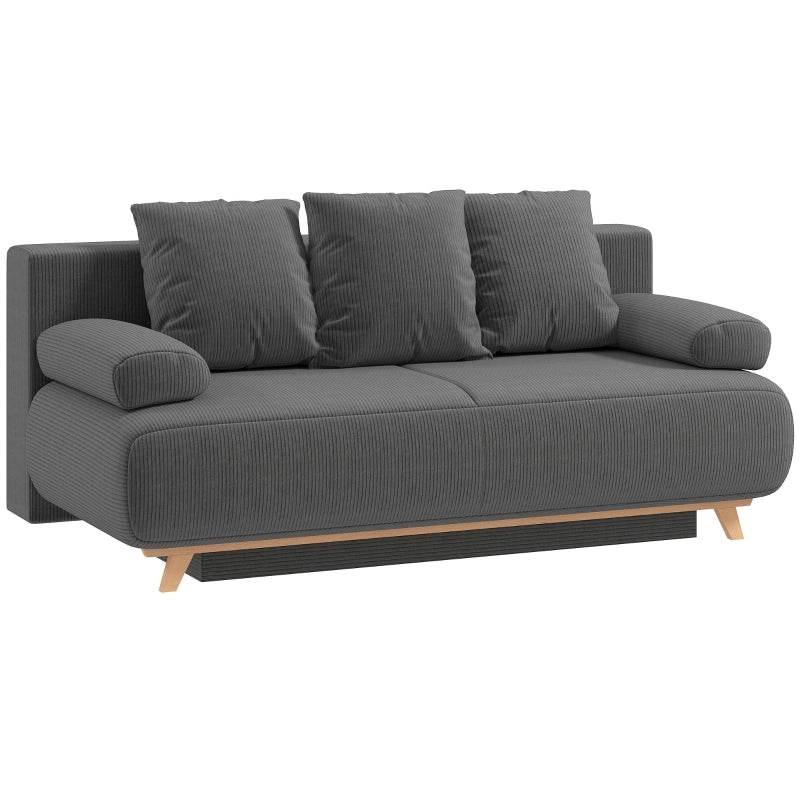 Divano letto 3 posti con contenitore e schienale regolabile; 188x140 cm; grigio