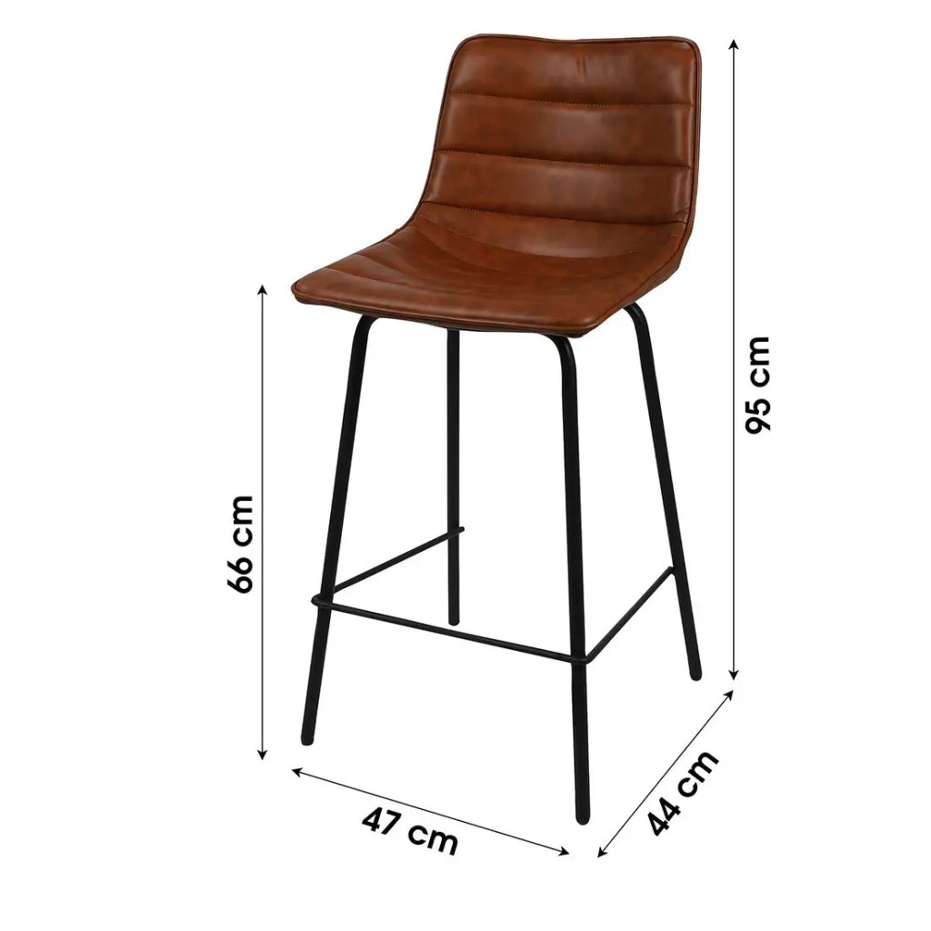 Set di 2 sgabelli da bar con schienale effetto pelle cannella collezione NETS - Stile industriale