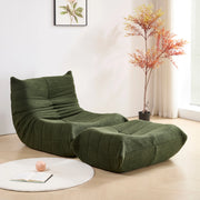 Divano relax verde 112×189×82 cm, tessuto teddy fleece, 2 pezzi, 110 kg
