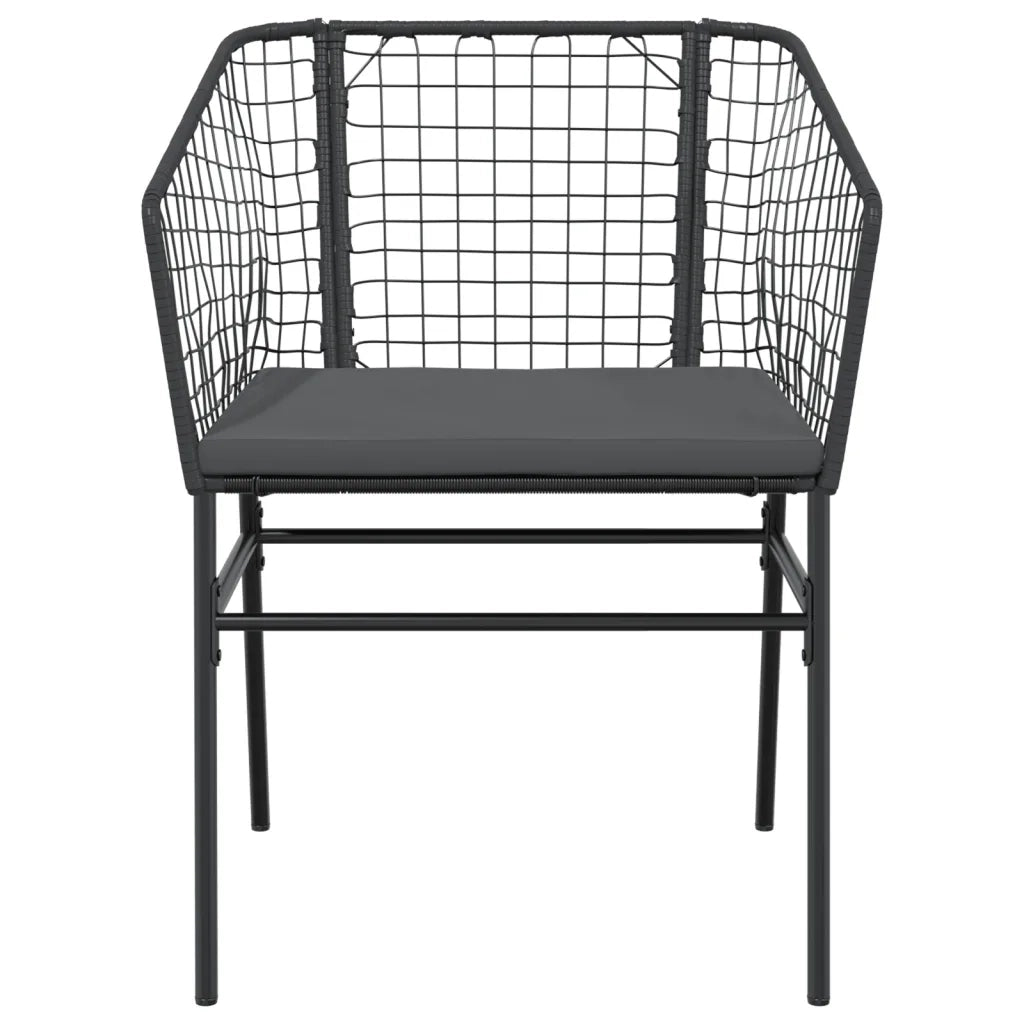 Sedie da Giardino con Cuscini 2 pz Nere in Polyrattan 369100