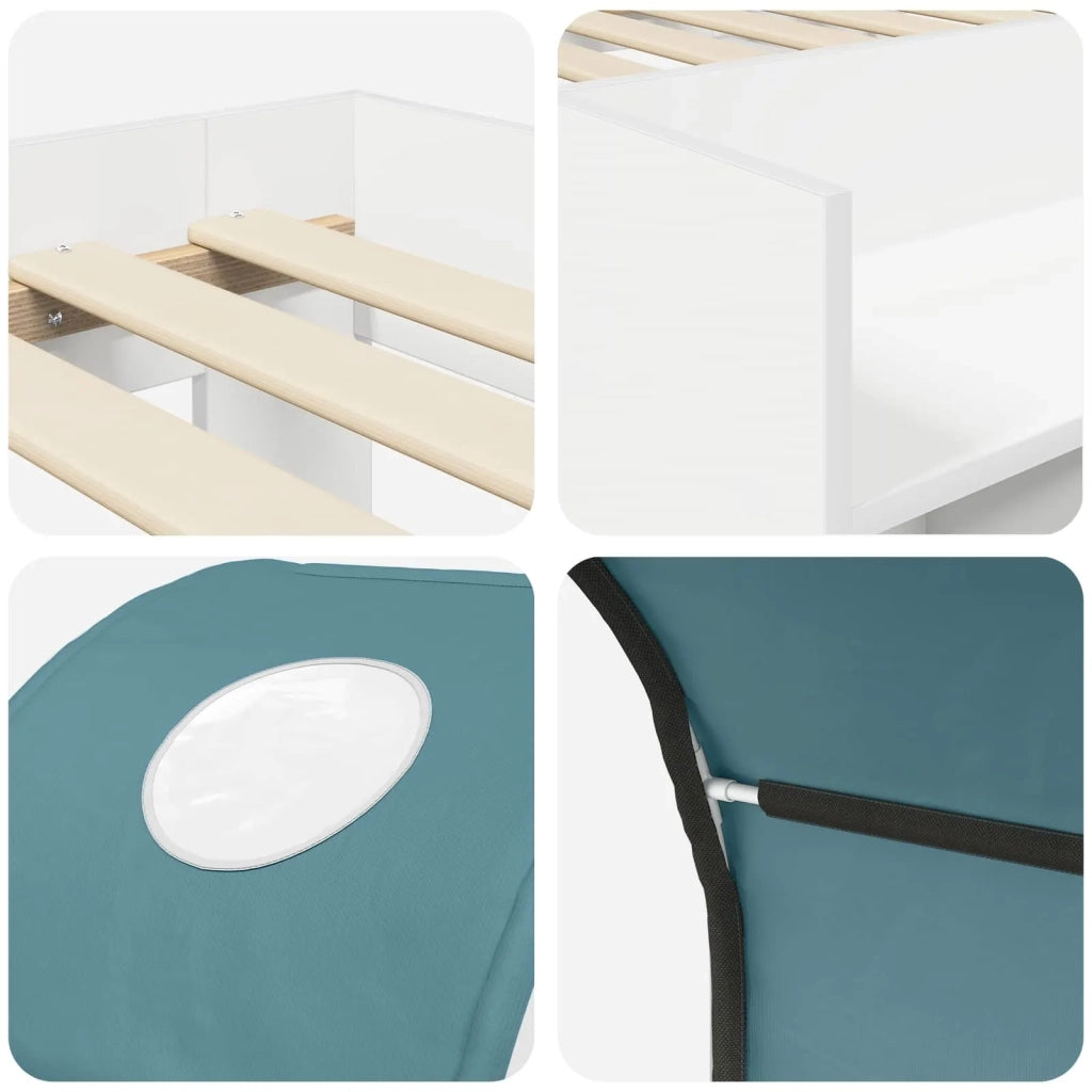 Letto con Tunnel 4 pcs Bianco e azzurro Legno ingegnerizzato