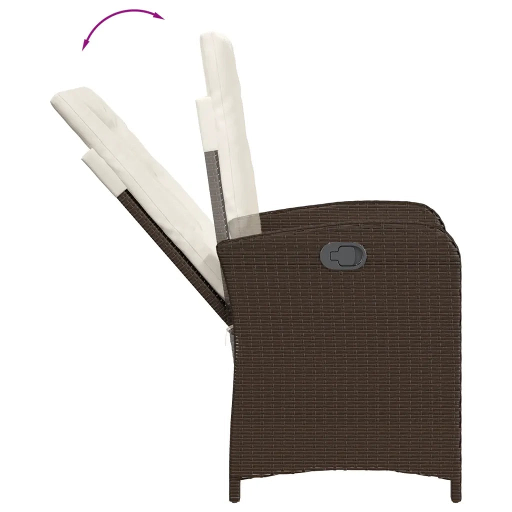 Set Bistrò 3 pz con Cuscini Marrone in Polyrattan