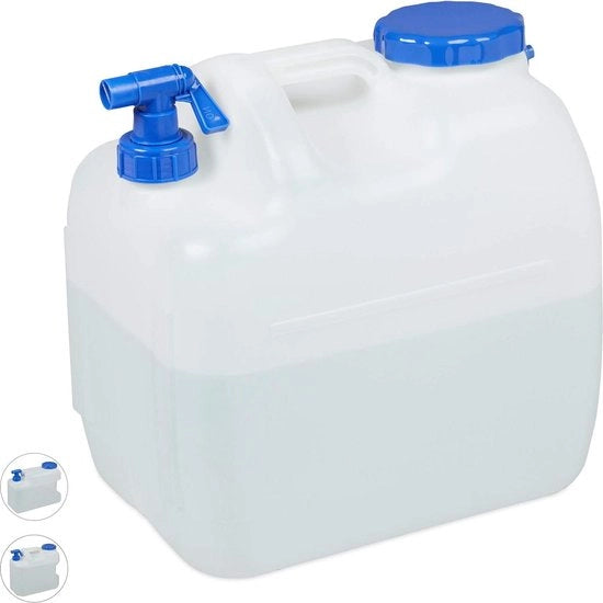 Cisterna da campeggio con chiusura a vite e manigliona - 23 litri - BPA libero - per uso esterno e giardino - bianco