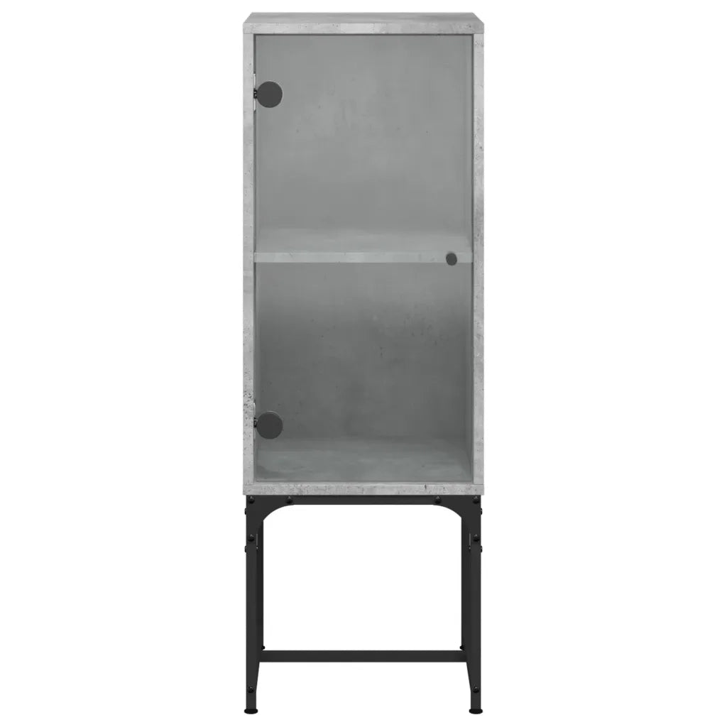 Mobile con Anta in Vetro Grigio Cemento 35x37x100 cm 836556