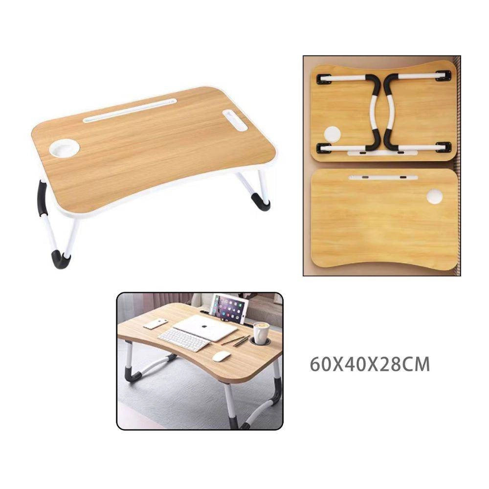Trade Shop - Tavolino Pieghevole Legno Supporto Computer Portatile Laptop Salvaspazio Casa -