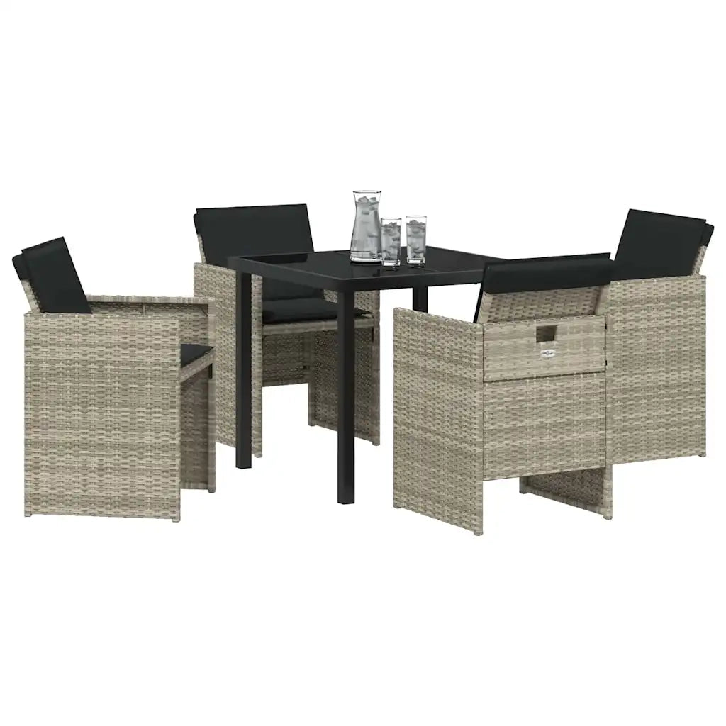 Set da Pranzo per Giardino 5 pcs Grigio chiaro polyrattan 3379960
