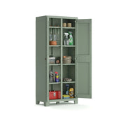Armadio da esterno Quesnel, Mobile outdoor, Mobiletto giardino multiuso, Made in Italy, 80x44 h182 cm, Grigio e Verde