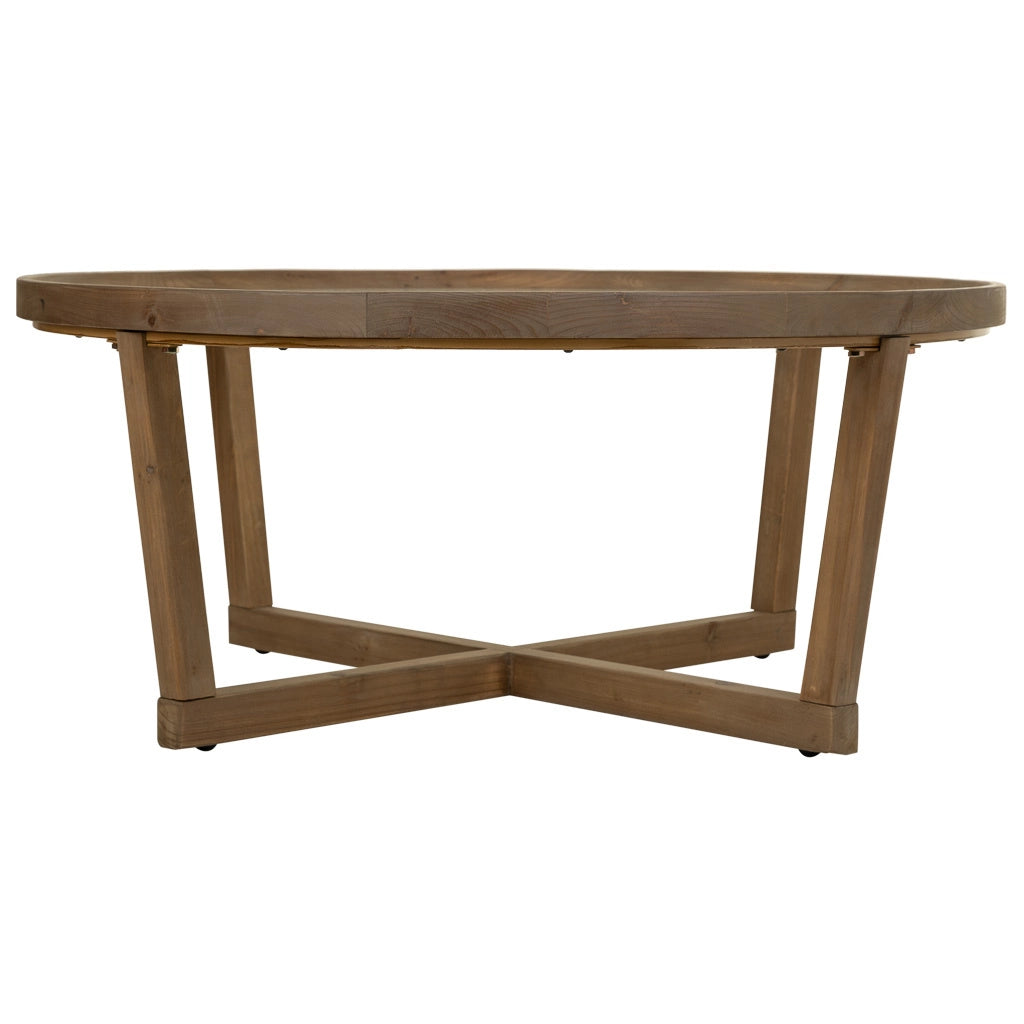 Tavolino da salotto in legno e vetro marrone D100x43,5