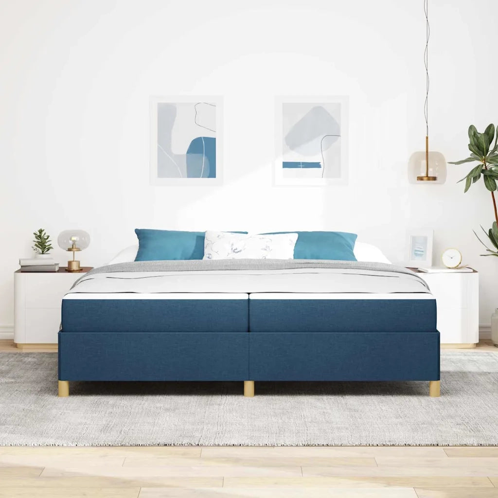 vidaXL Letto a molle Blu e blu scuro e bianco 200 x 200 cm Tessuto