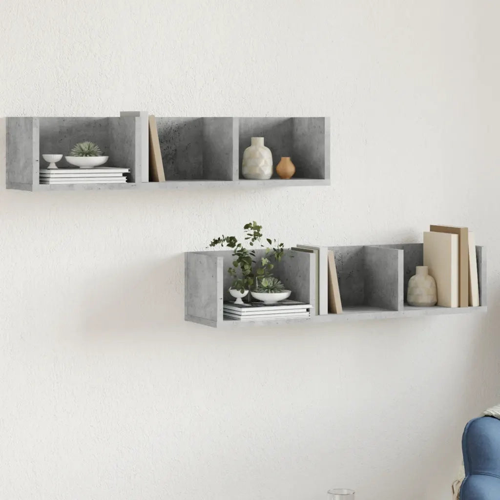 Armadietto a Muro | Mobili Parete 2 pz Grigio Cemento 75x18x16,5 cm in Multistrato