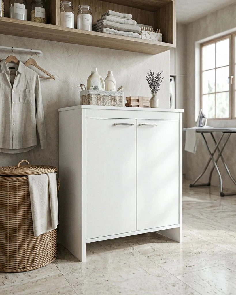 Base Lavanderia NEXA BASE 60 – Mobile Lavanderia in PVC con Ripiano Interno – 60x50x85 cm Bianco_