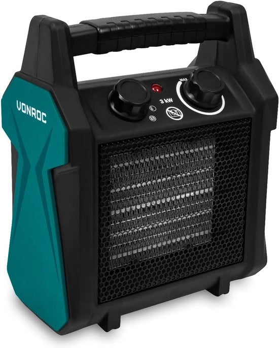 Ventilatore a riscaldamento elettrico 2000W/3000W | Riscaldamento ceramico con termostato e ventilatore di raffreddamento | Adatto per spazi fino a 30 m2